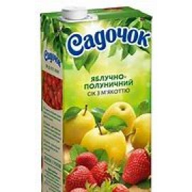 Яблучно - полуничний сік з м'якоттю, Садочок, 0.95 л