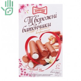Батончики творожні 23% в глазурі з ароматом карамелі з цукром і ароматом ванілі Злагода к/у 6х20
