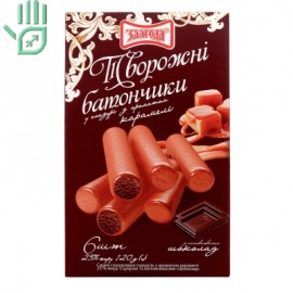 Батончики творожні 23% глазуровані з ароматом карамелі з цукром та наповнювачем Шоколад Злагода к/у 6x20г