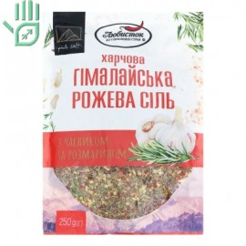 Cіль харчова гімалайська рожева крупна з часником та розмарином Любисток д/п 250г