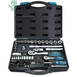 Набір головок та насадок 1/2", 1/4" (4-27мм), Cr-V, 72шт Berg